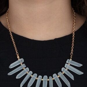 Ice Age Intensity - Gold Tone Necklace and Earrings Set